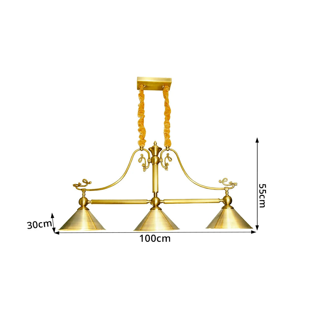 ARIX Vintage 3 Light Pendant Light Brass Hanging Lamp for Billiards Dining Room Bar - Gold