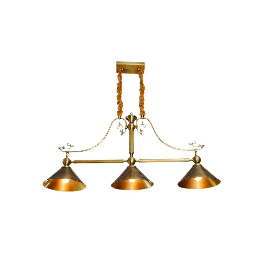 ARIX Vintage 3 Light Billiards Pendant Light Brass Hanging Lamp for Pool Table Bar - Brown