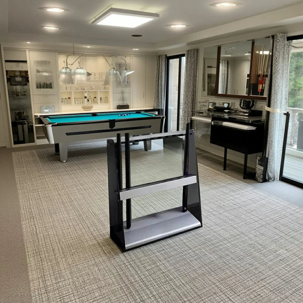 ARIX 10-Hole Acrylic Cue Rack Stable Dual-Slot Rubber Design Modern Wall-Mounted Holder with Non-Slip Base - Black