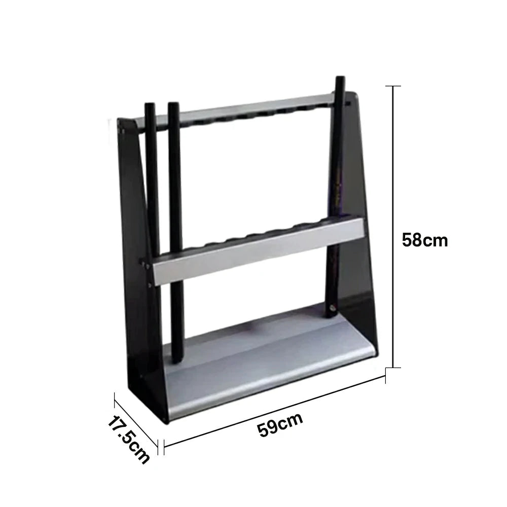 ARIX 10-Hole Acrylic Cue Rack Stable Dual-Slot Rubber Design Modern Wall-Mounted Holder with Non-Slip Base - Black