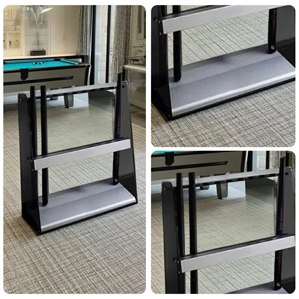 ARIX 10-Hole Acrylic Cue Rack Stable Dual-Slot Rubber Design Modern Wall-Mounted Holder with Non-Slip Base - Black