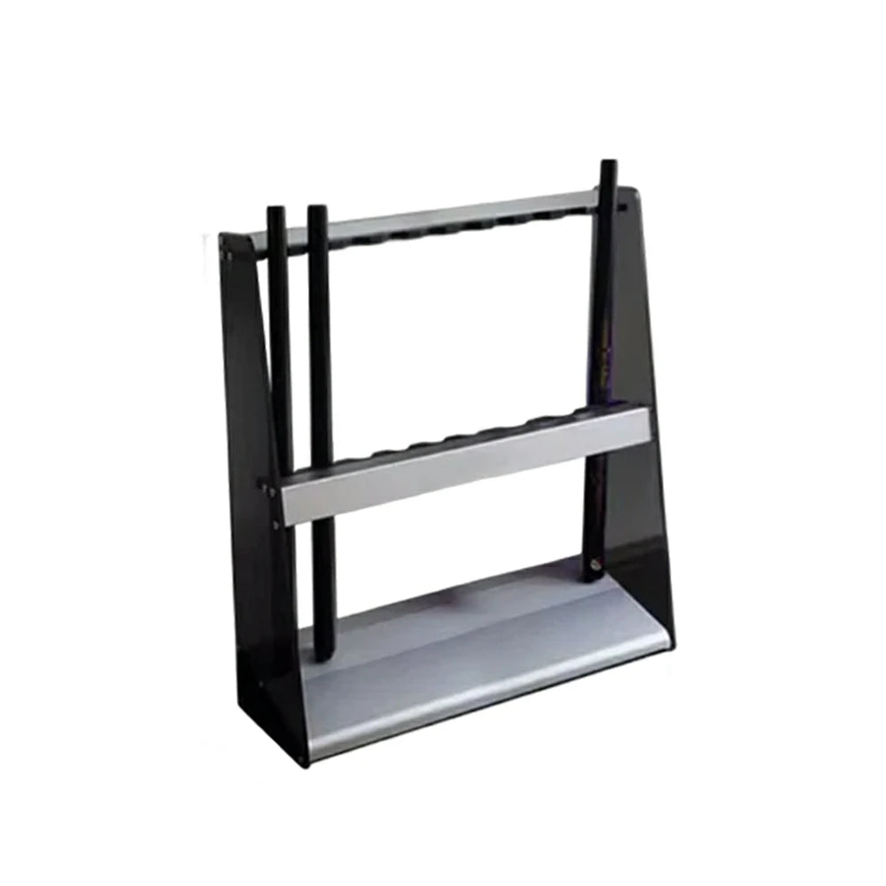 ARIX 10-Hole Acrylic Cue Rack Stable Dual-Slot Rubber Design Modern Wall-Mounted Holder with Non-Slip Base - Black