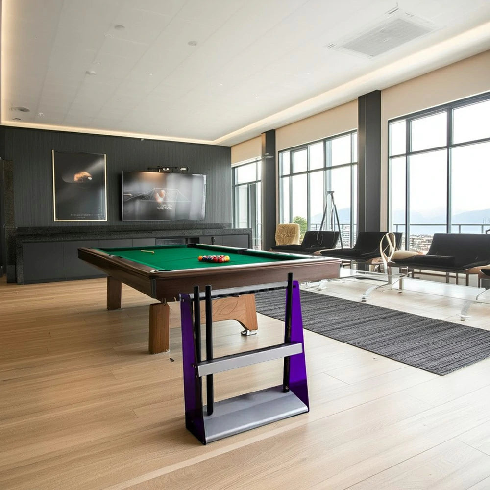 ARIX 10-Hole Acrylic Cue Rack Stable Dual-Slot Rubber Design Modern Wall-Mounted Holder with Non-Slip Base - Purple