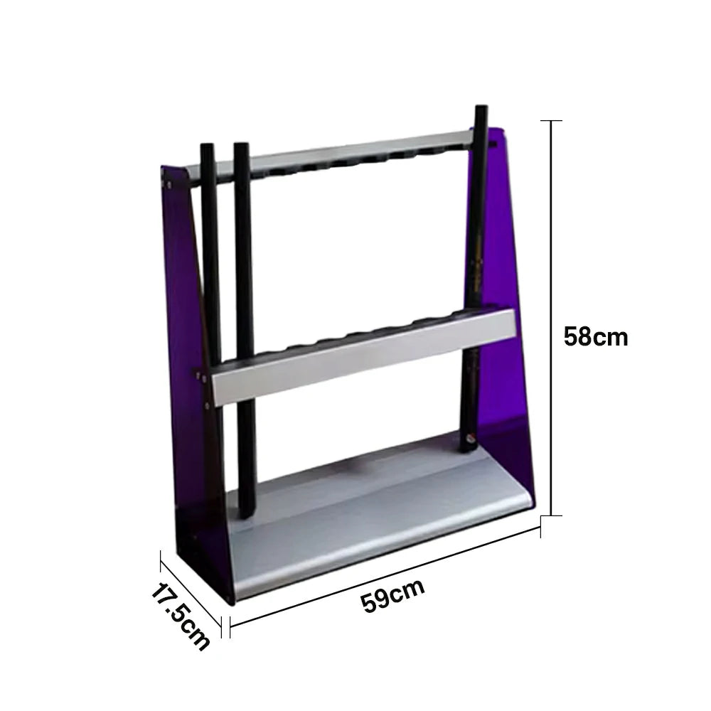 ARIX 10-Hole Acrylic Cue Rack Stable Dual-Slot Rubber Design Modern Wall-Mounted Holder with Non-Slip Base - Purple