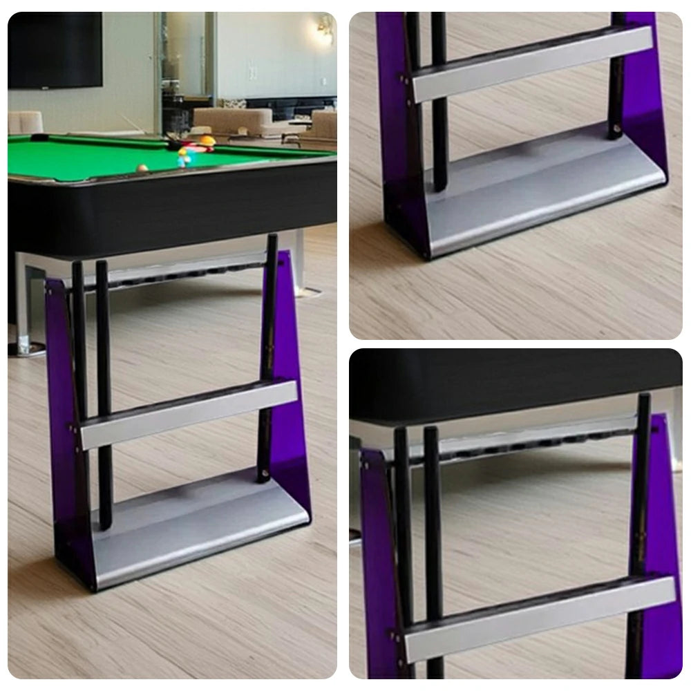 ARIX 10-Hole Acrylic Cue Rack Stable Dual-Slot Rubber Design Modern Wall-Mounted Holder with Non-Slip Base - Purple