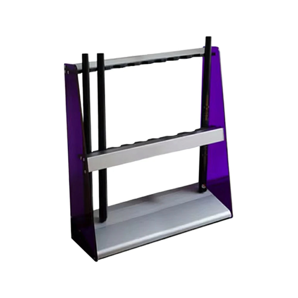 ARIX 10-Hole Acrylic Cue Rack Stable Dual-Slot Rubber Design Modern Wall-Mounted Holder with Non-Slip Base - Purple