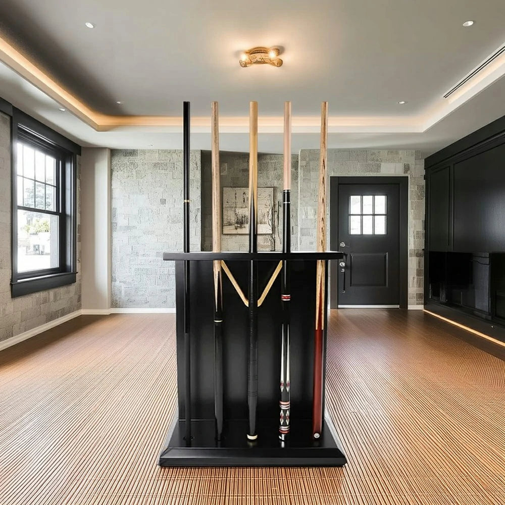 ARIX 5-Hole Beechwood Cue Rack Stable Wide-Base Design Durable Lacquered Finish with Enlarged Slots for Easy Cue Storage