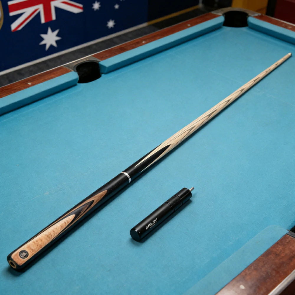 RILEY 3/4 Split Pool Cue - Stable Performance & Easy Handling, Ash Wood Shaft & Ebony Butt, 6-Inch Extension Ready