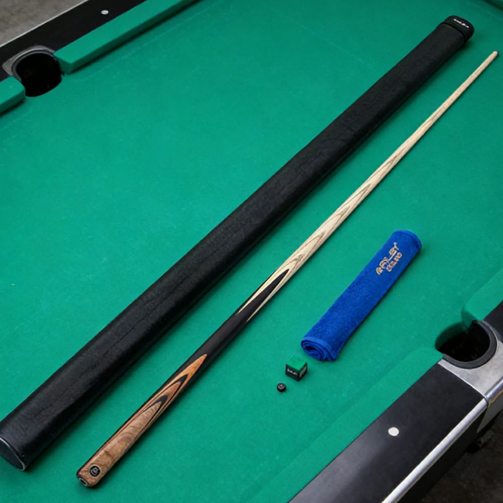 RILEY One-Piece Feel Pool Cue - Balanced Feel & Shot Control, Ash Wood Shaft & Ebony Butt, 9.5mm Leather Tip