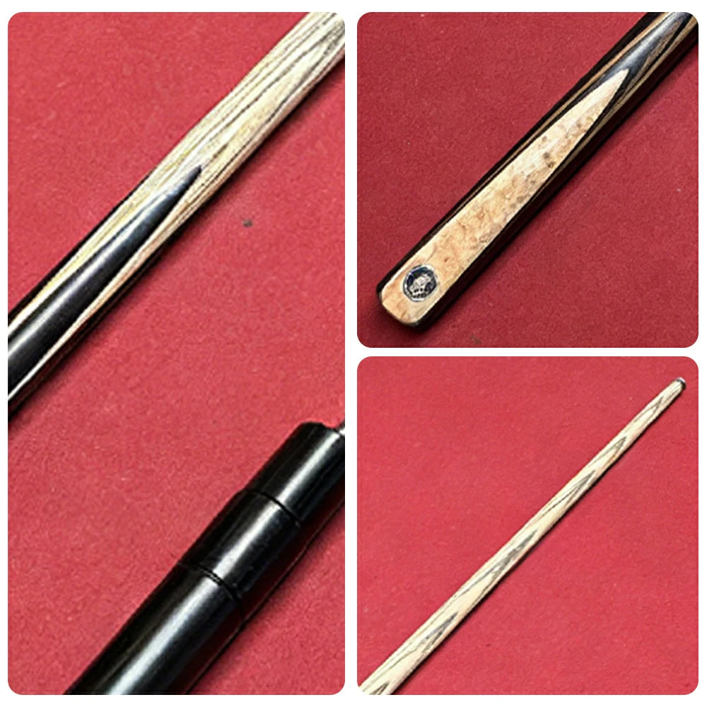 RILEY 3/4 Split Pool Cue - Balanced Feel & Shot Control, Ash Wood Shaft & Ebony Butt, 9.5mm Leather Tip