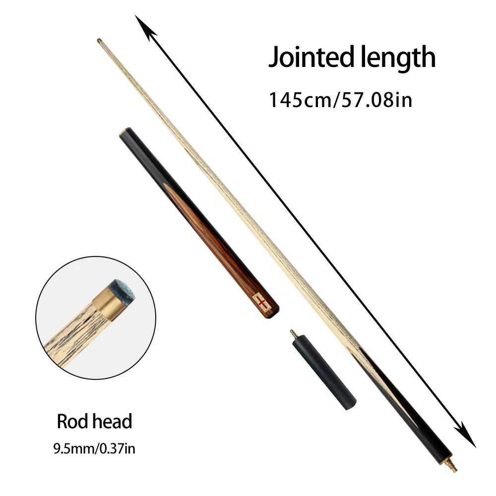 RILEY Billiard Cue Stick 3/4 Split, Ash Shaft, 9.5mm Tip, Smooth Stroke with 6" Extension - 145cm
