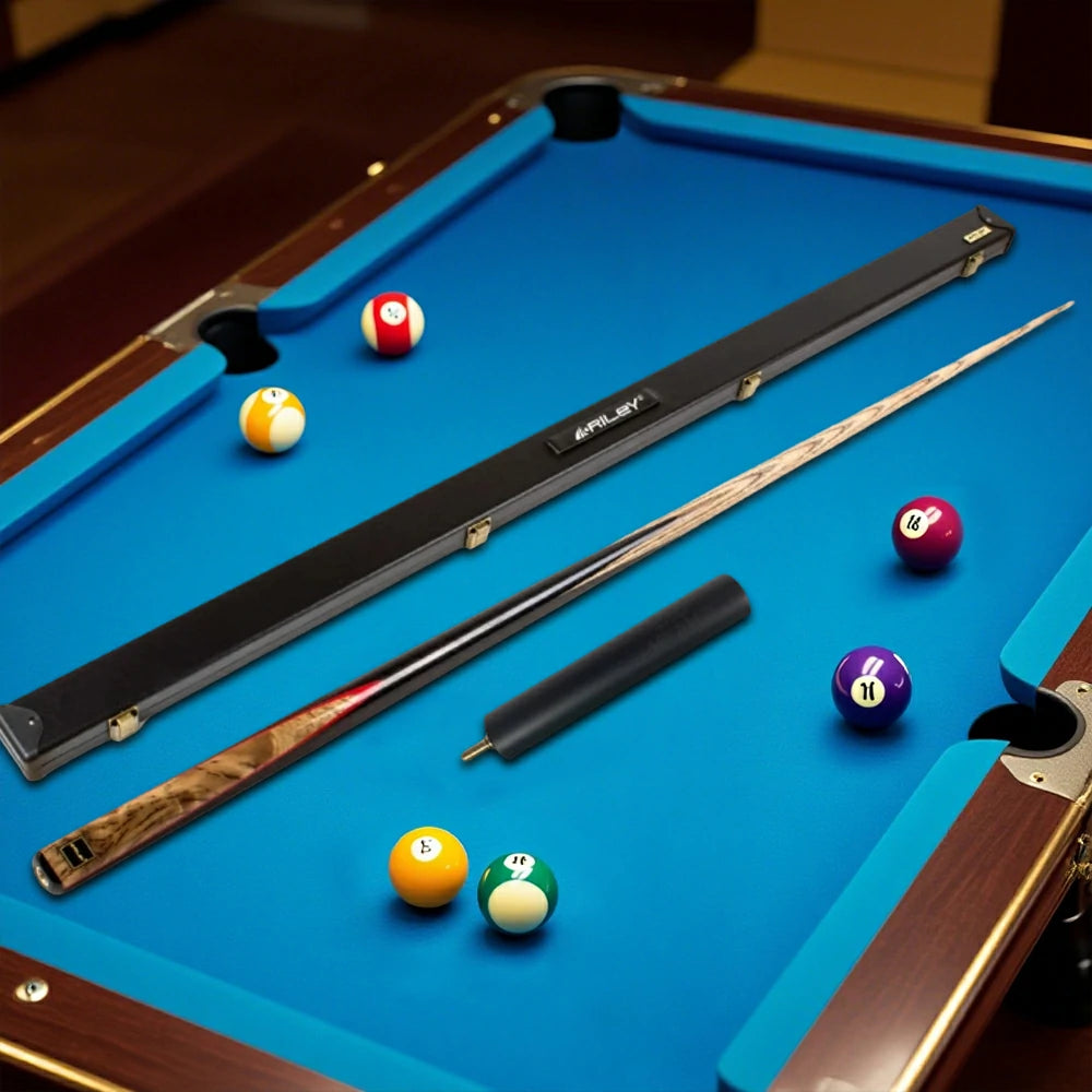 RILEY Billiard Cue Stick 2-Piece, North American Ash Shaft, 10mm Leather Tip, Smooth Stroke with 6" Extension - 145cm