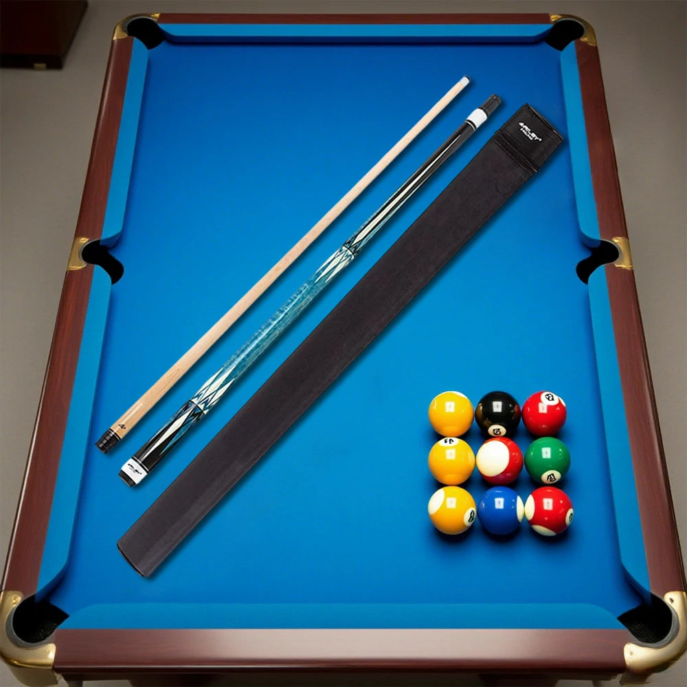 RILEY Billiard Cue Stick 1/2 Split, Canadian Maple Shaft, 12.75mm Leather Tip, Quick-Release Joint, Rubber Bumper - 147cm
