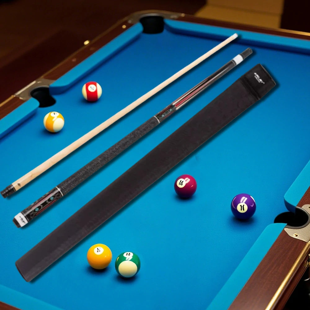 RILEY Billiard Cue Stick 1/2 Split, Canadian Maple Shaft, Linen Wrap, 12.75mm Tip, Anti-Slip Grip & Shock-Absorbing Butt - 147cm