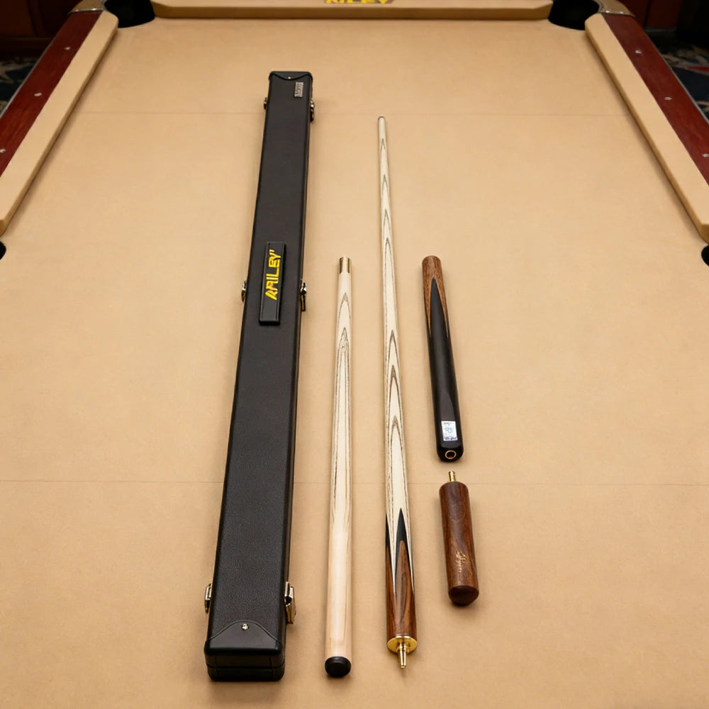 RILEY 3/4 Split Pool Cue - Precision Control & Balanced Feel, Ash Wood Shaft & Ebony Butt, 9.5mm Multilayer Leather Tip