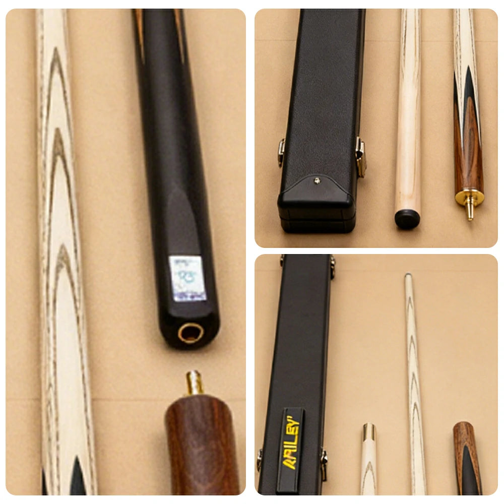 RILEY 3/4 Split Pool Cue - Precision Control & Balanced Feel, Ash Wood Shaft & Ebony Butt, 9.5mm Multilayer Leather Tip
