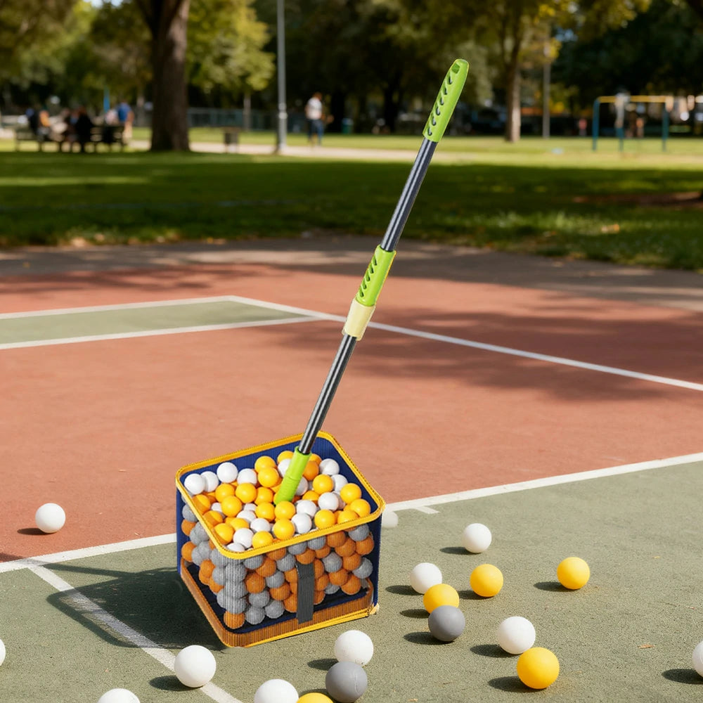 ARIX Ball Collector Adjustable Height 180-Degree Design with Durable Net and Premium Spring - Strong, Smooth, and Easy Pickup - Yellow