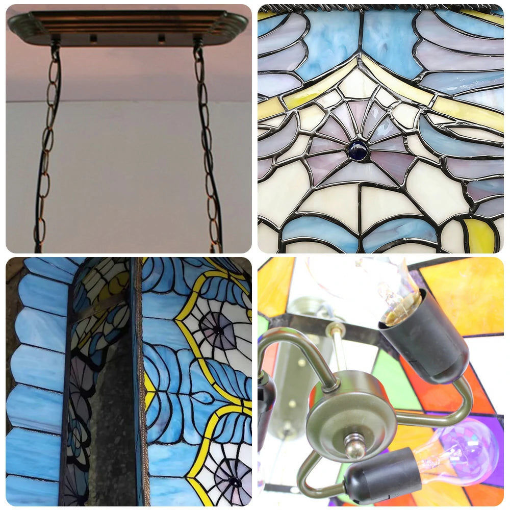 ARIX Tiffany Style Billiard Light, Handmade Stained Glass with Iron Frame, E27 LED Bulbs Included, Artistic Lighting for Pool Tables