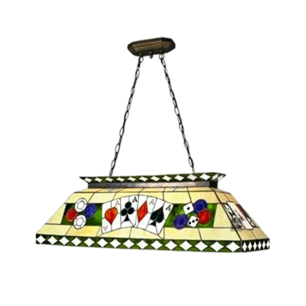ARIX Tiffany Style Pool Table Light, Handmade Stained Glass with Iron Frame, 120cm Design, E27 LED Bulbs Included