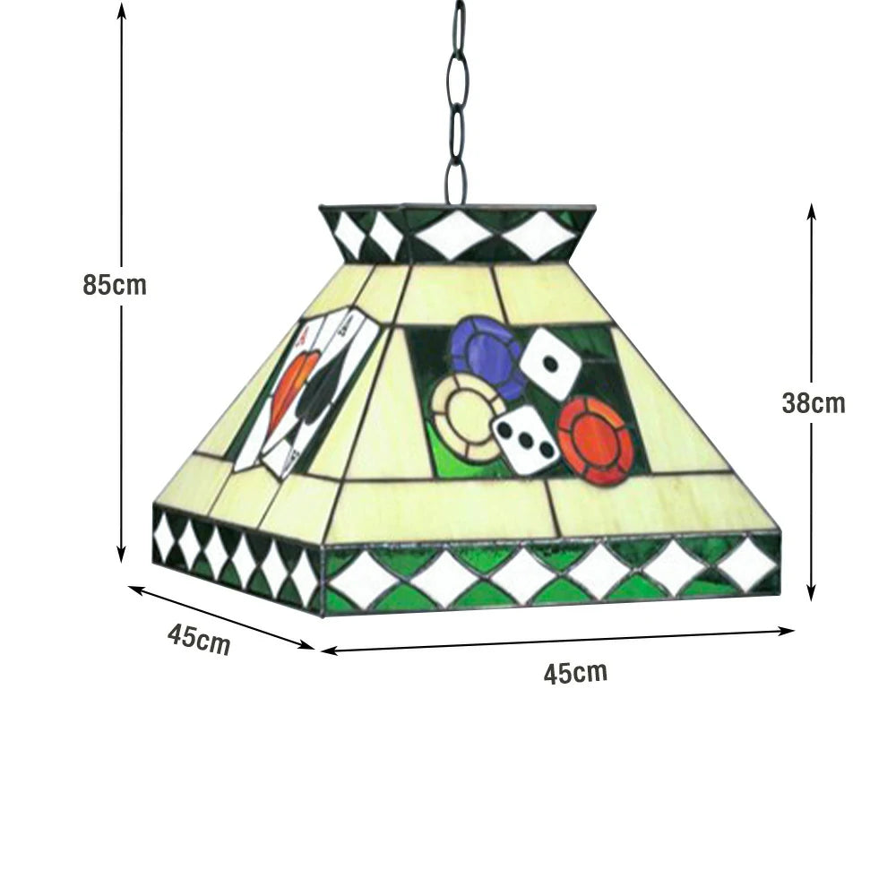 ARIX Tiffany Style Pool Table Light, Handmade Stained Glass with Iron Frame, 45cm Design, E27 LED Bulbs Included