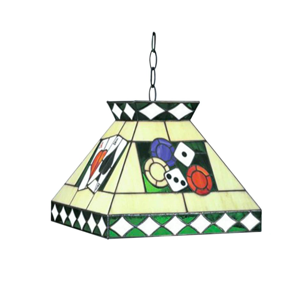 ARIX Tiffany Style Pool Table Light, Handmade Stained Glass with Iron Frame, 45cm Design, E27 LED Bulbs Included