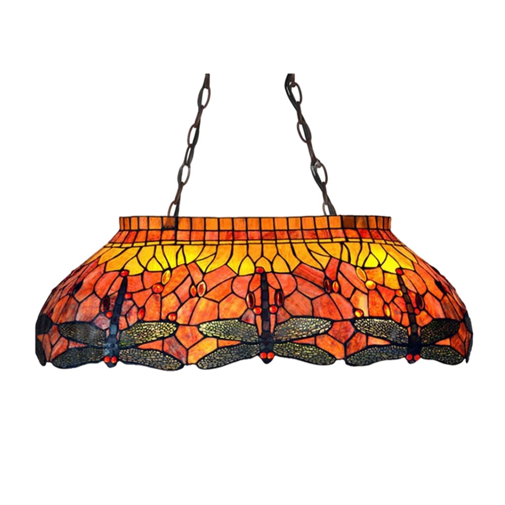 ARIX Billiard Table Light - Handmade Stained Glass, Durable Iron Fittings, E27 Socket, Artistic Vintage Pool Table Lighting - Orange
