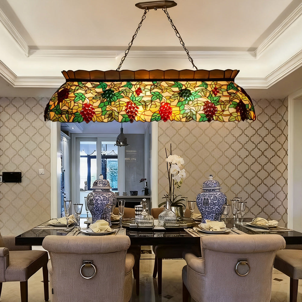 ARIX Billiard Table Light - Fruit Design Stained Glass, Handmade Craft, Durable Iron Fittings, E27 Socket, Vintage Pool Table Lighting