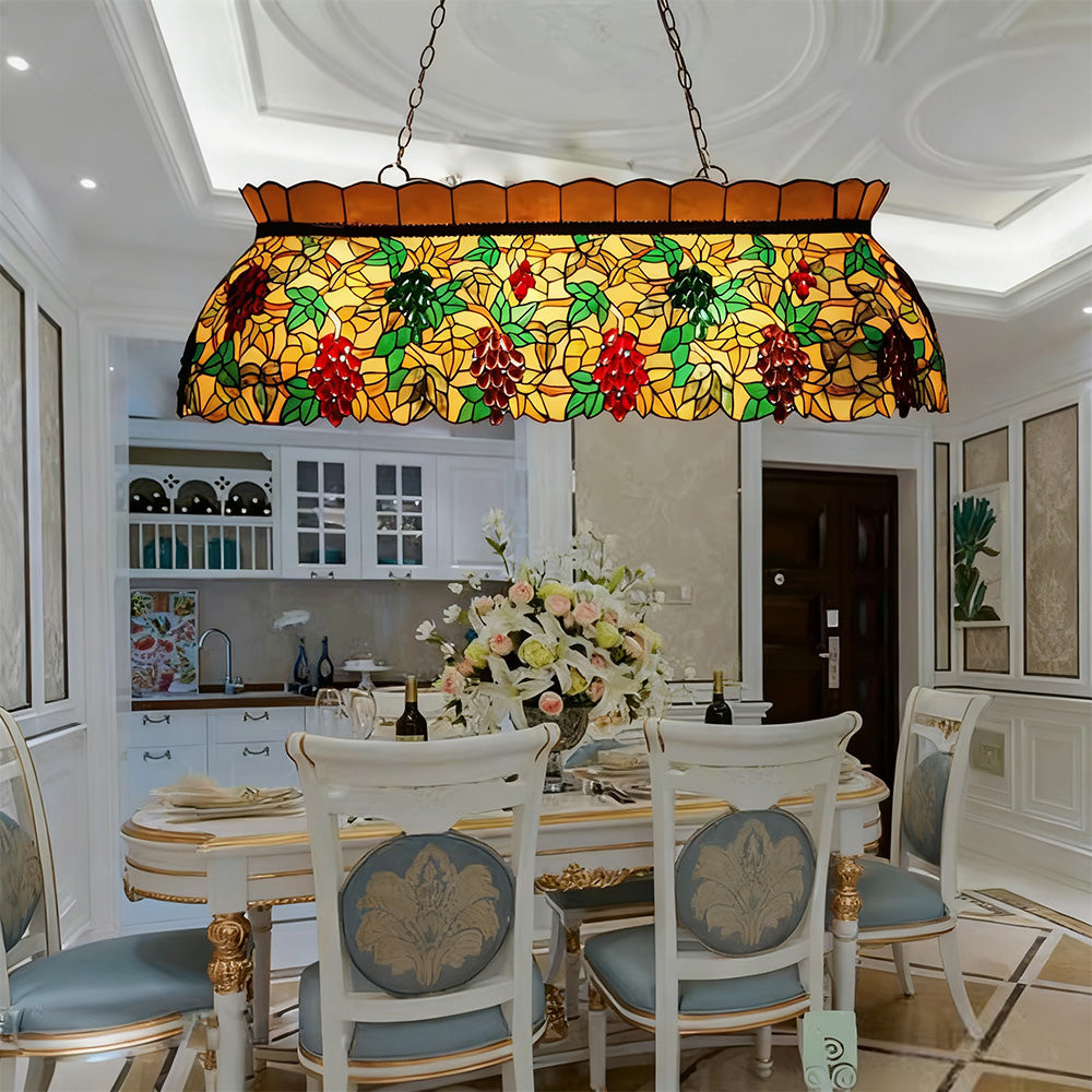 ARIX Billiard Table Light - Fruit Design Stained Glass, Handmade Craft, Durable Iron Fittings, E27 Socket, Vintage Pool Table Lighting