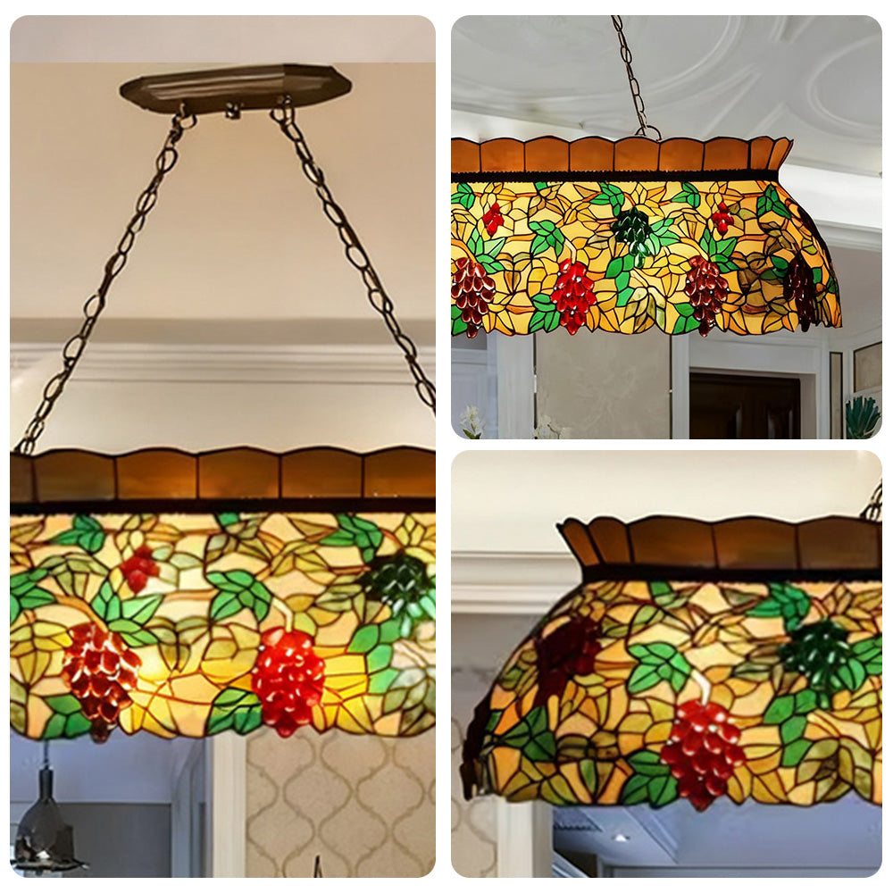 ARIX Billiard Table Light - Fruit Design Stained Glass, Handmade Craft, Durable Iron Fittings, E27 Socket, Vintage Pool Table Lighting