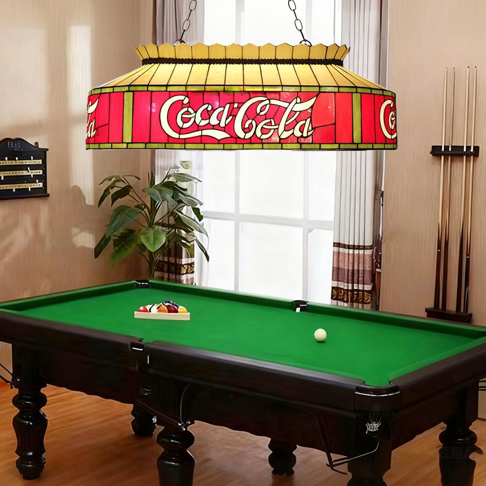 ARIX Billiard Table Light - Handmade Stained Glass, Durable Iron Fittings, E27 Socket, Artistic Vintage Pool Table Lighting - Red