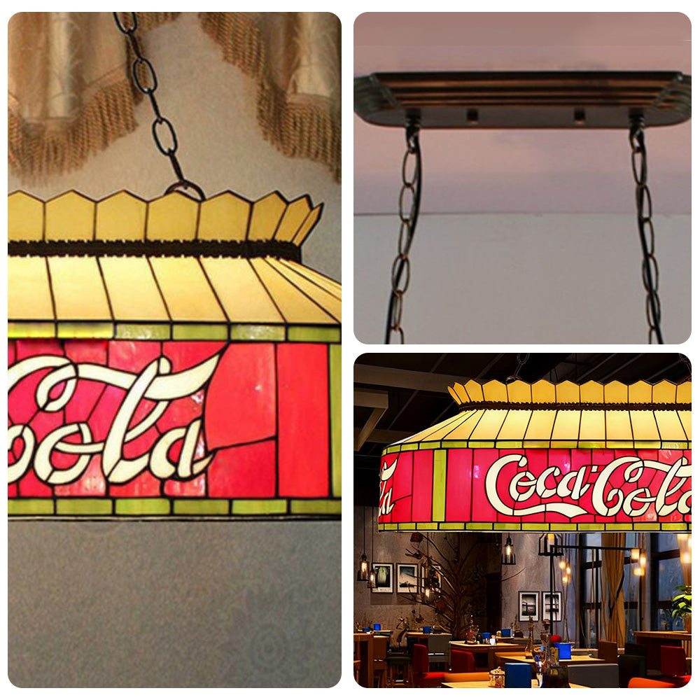 ARIX Billiard Table Light - Handmade Stained Glass, Durable Iron Fittings, E27 Socket, Artistic Vintage Pool Table Lighting - Red