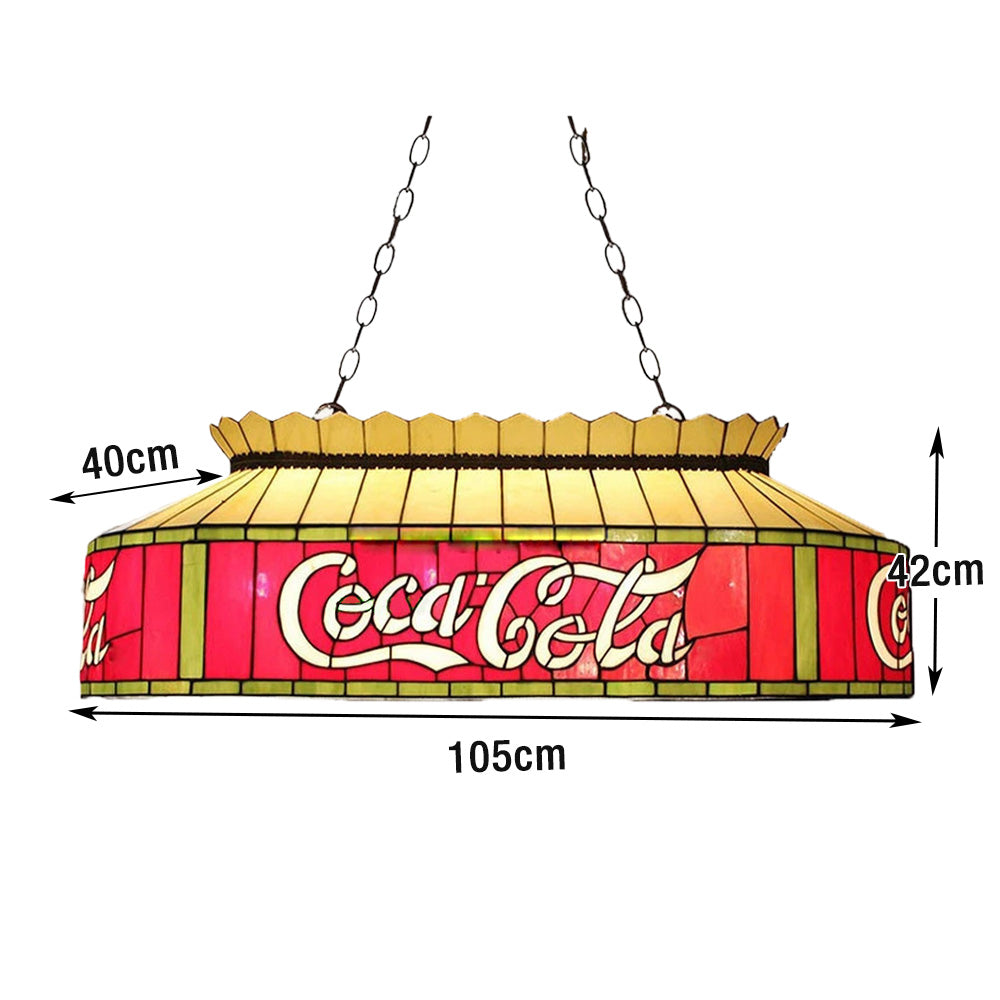 ARIX Billiard Table Light - Handmade Stained Glass, Durable Iron Fittings, E27 Socket, Artistic Vintage Pool Table Lighting - Red