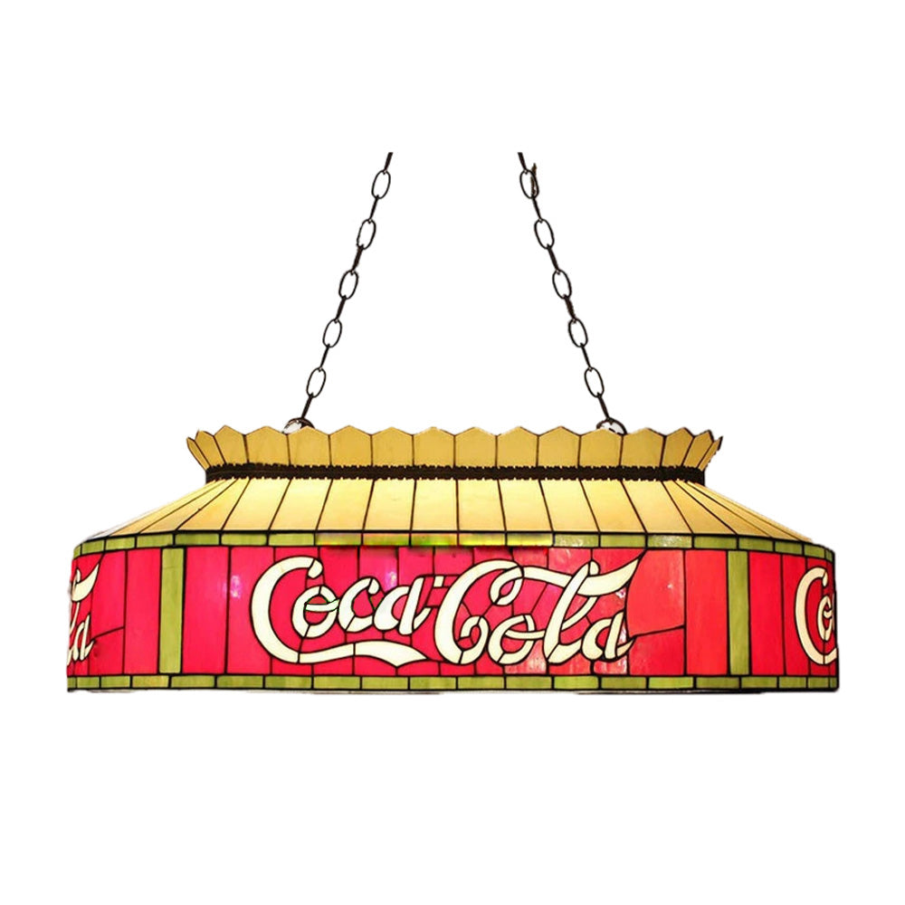 ARIX Billiard Table Light - Handmade Stained Glass, Durable Iron Fittings, E27 Socket, Artistic Vintage Pool Table Lighting - Red