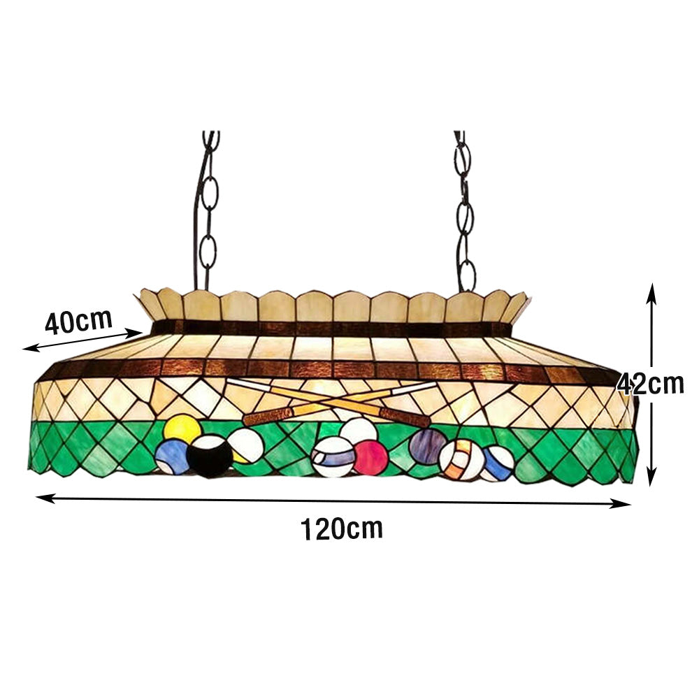 ARIX Billiard Table Light - Billiard Design Stained Glass, Handmade Craft, Durable Iron Fittings, E27 Socket, Vintage Pool Table Lighting - Green