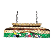 ARIX Billiard Table Light - Billiard Design Stained Glass, Handmade Craft, Durable Iron Fittings, E27 Socket, Vintage Pool Table Lighting - Green