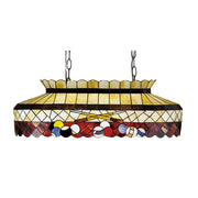ARIX Billiard Table Light - Billiard Design Stained Glass, Handmade Craft, Durable Iron Fittings, E27 Socket, Vintage Pool Table Lighting - Red