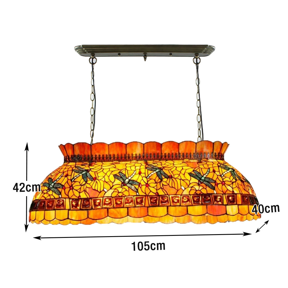ARIX Billiard Table Light - Handmade Stained Glass, Durable Iron Fittings, E27 Socket, Artistic Vintage Pool Table Lighting - Yellow