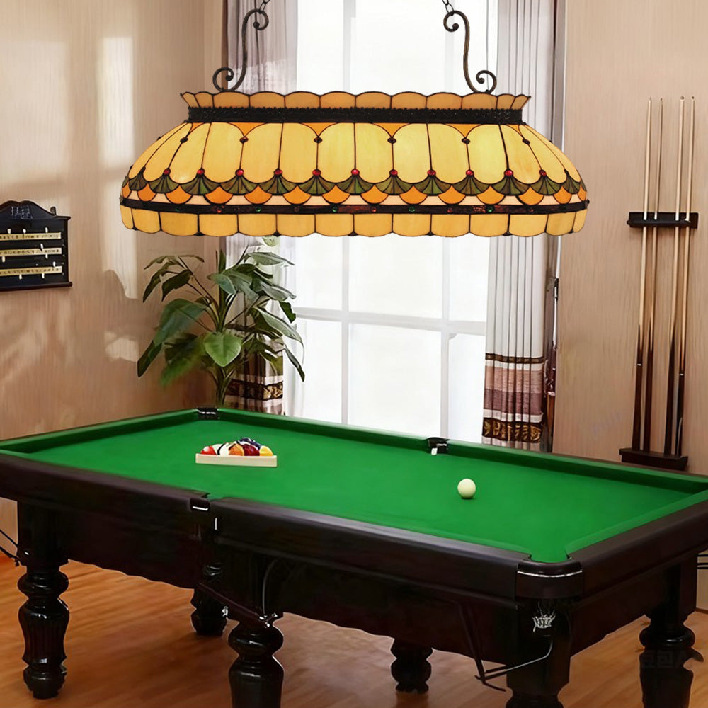 ARIX Minimalist Billiard Pendant Light - Simple Glass Shade, Handmade Craft, Durable Iron Fittings, E27 Socket, Modern Pool Table Lighting - Yellow