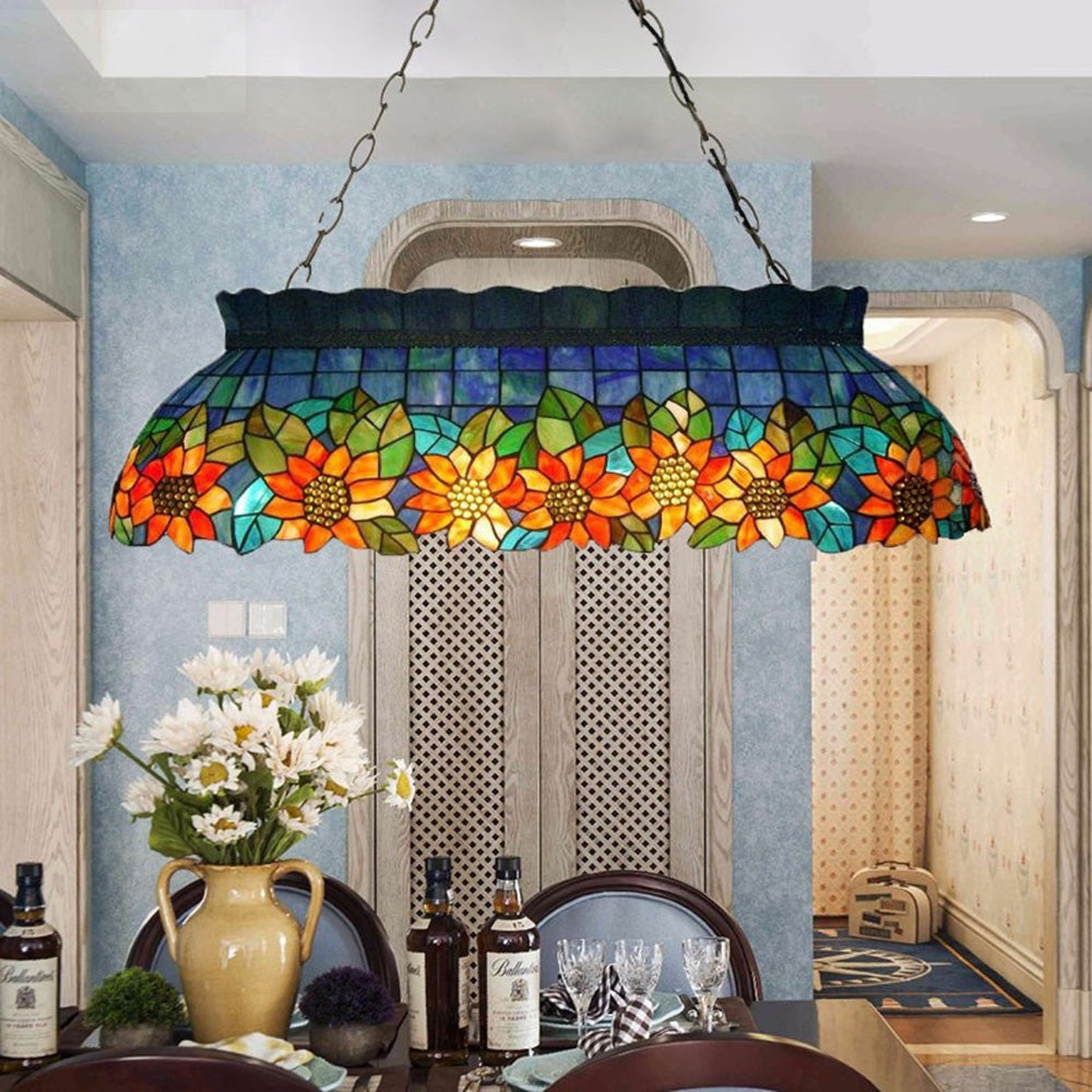 ARIX Vintage Billiard Pendant Light - Classic Glass Shade, Handmade Craft, Durable Iron Fittings, E27 Socket, Retro Pool Table Lighting - Green