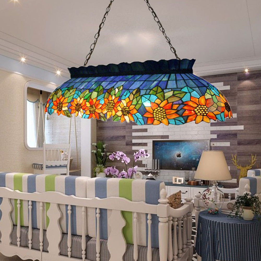 ARIX Vintage Billiard Pendant Light - Classic Glass Shade, Handmade Craft, Durable Iron Fittings, E27 Socket, Retro Pool Table Lighting - Green