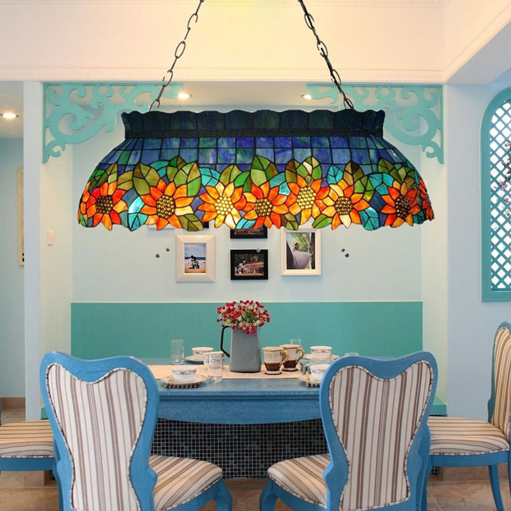 ARIX Vintage Billiard Pendant Light - Classic Glass Shade, Handmade Craft, Durable Iron Fittings, E27 Socket, Retro Pool Table Lighting - Green