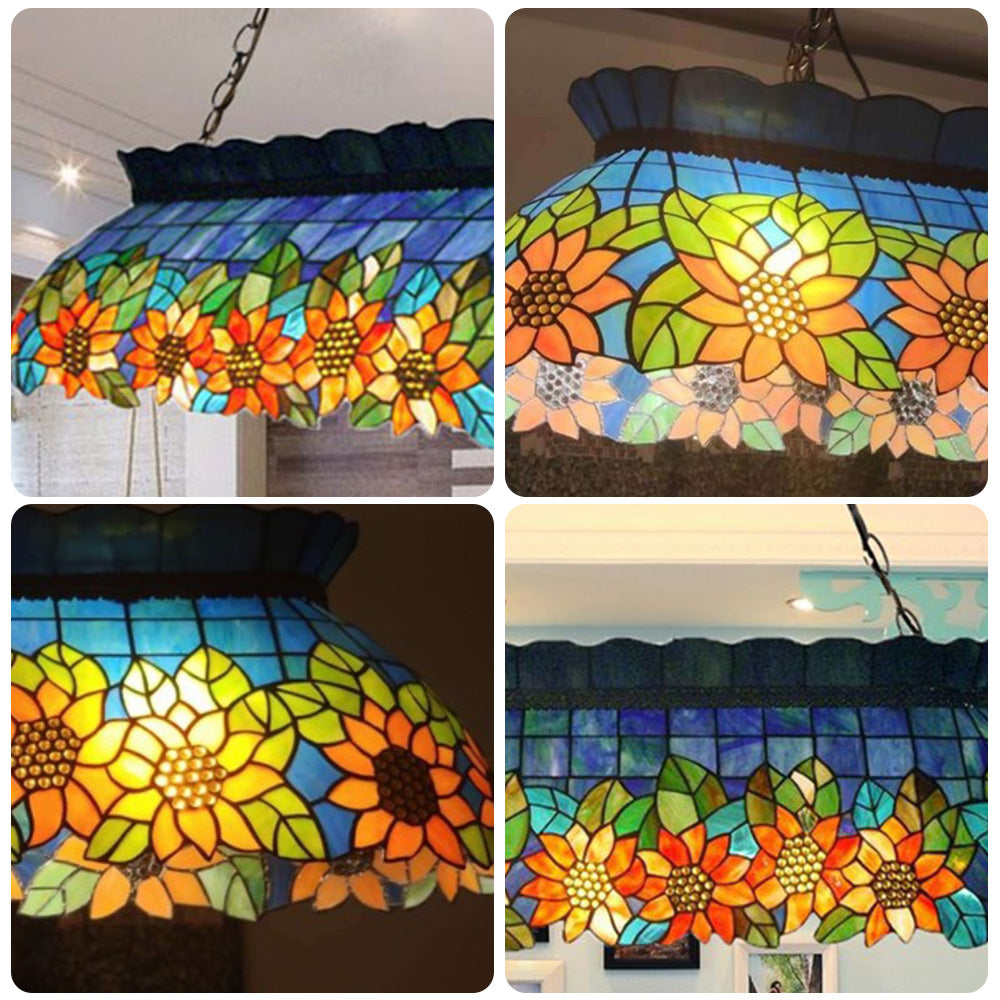 ARIX Vintage Billiard Pendant Light - Classic Glass Shade, Handmade Craft, Durable Iron Fittings, E27 Socket, Retro Pool Table Lighting - Green