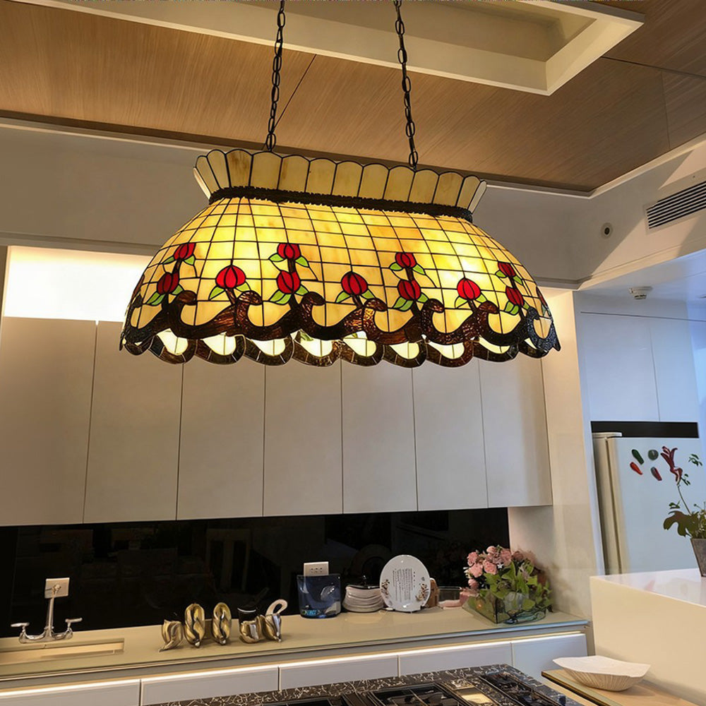 ARIX Billiard Pendant Light - Glass Shade, Adjustable Chain, Durable Iron Fittings, E27 Socket, Stylish Pool Table Lighting - Yellow