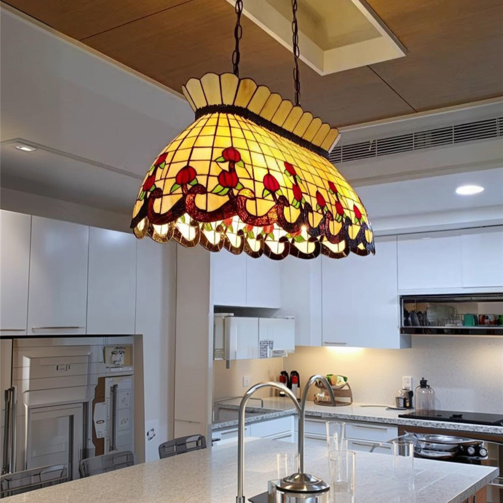 ARIX Billiard Pendant Light - Glass Shade, Adjustable Chain, Durable Iron Fittings, E27 Socket, Stylish Pool Table Lighting - Yellow