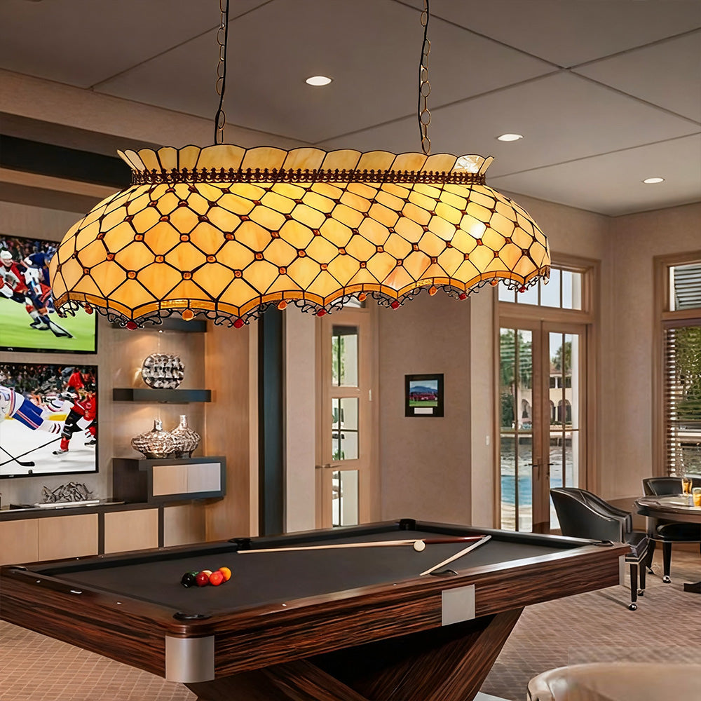 ARIX Billiard Pendant Light - Glass Shade, Bright Lighting, Durable Iron Fittings, E27 Socket, Stylish Pool Table Lighting - Yellow