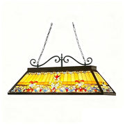 ARIX European Long Billiard Pendant Light - Stained Glass Shade, Handmade Craft, Durable Iron Fittings, E27 Socket, Vintage Pool Table Lighting