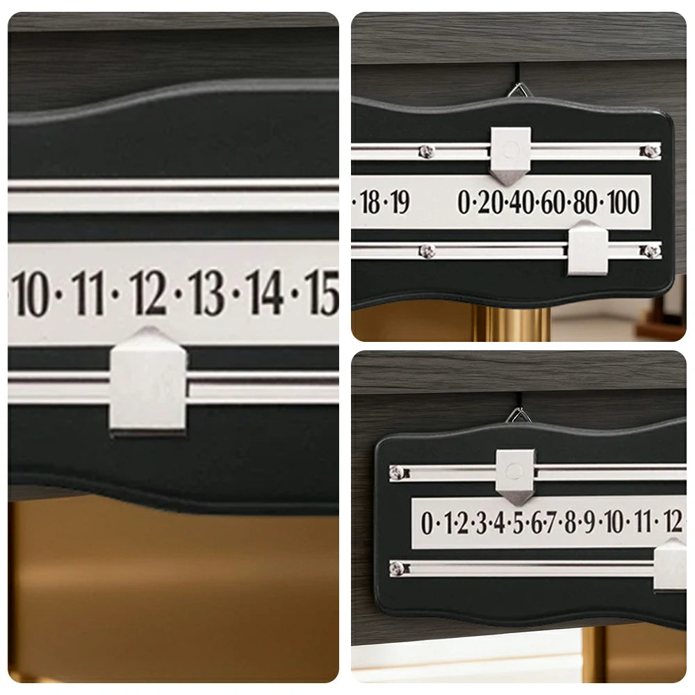 ARIX Snooker Scoreboard, Solid Mahogany Wood with Brass Sliding Scorers - Wall-Mounted 2-Player Manual Scoreboard - Black & Chrome