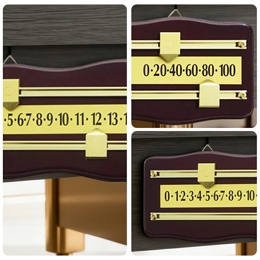 ARIX Snooker Scoreboard, Solid Mahogany Wood with Brass Sliding Scorers - Wall-Mounted 2-Player Manual Scoreboard - Mahogany & Brass