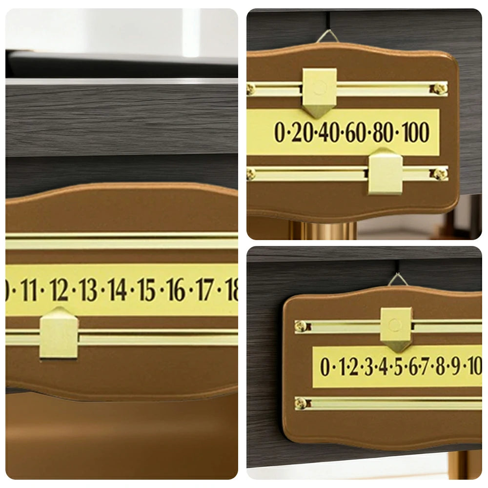 ARIX Snooker Scoreboard, Solid Mahogany Wood with Brass Sliding Scorers - Wall-Mounted 2-Player Manual Scoreboard - Oak & Brass
