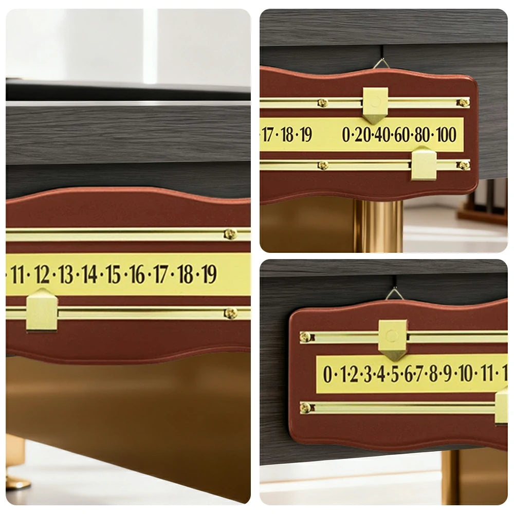 ARIX Snooker Scoreboard, Solid Mahogany Wood with Brass Sliding Scorers - Wall-Mounted 2-Player Manual Scoreboard - Walnut & Brass